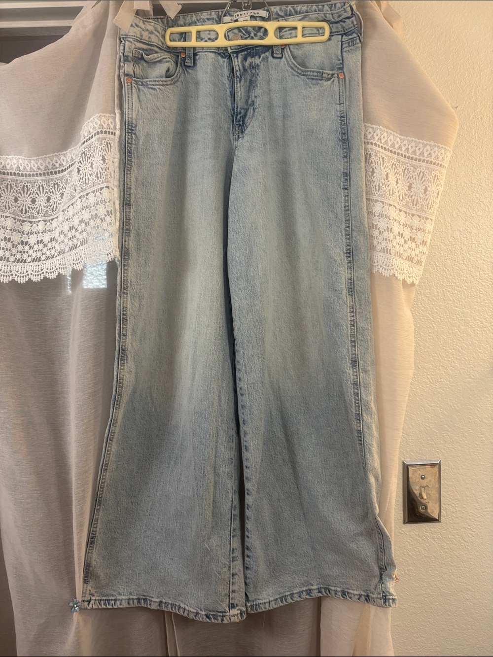 Celebrity Pink Light Wash Wide Leg Jeans
